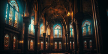 Widok na Zamek Książ otoczony zielonymi ogrodami