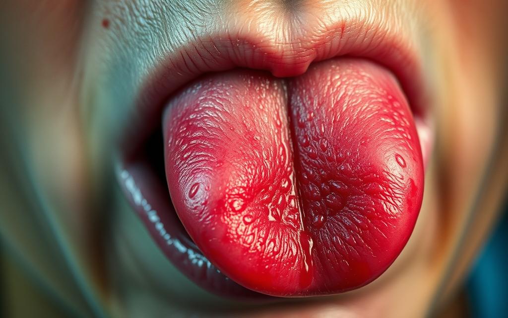 język przy szkarlatynie